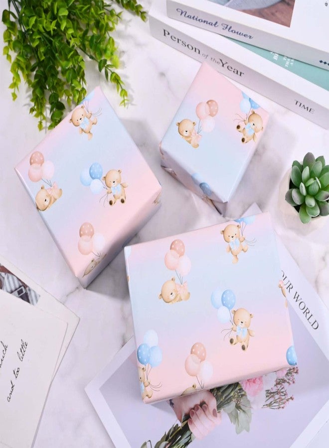 Sanixin 12 Sheets Gender Reveal Wrapping Paper Bear Balloon Blue Pink Gift Wrap Paper for Baby Shower Birthday Gender Reveal Party Supplies, 20" x 28" - Image 5